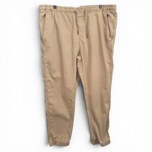 Gap Pants Mens XL Beige Khaki Jogger Pull On Drawstring Casual Pockets Stretch